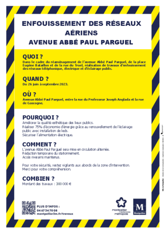 Enfouissement des réseaux aériens avenue Abbé Paul Parguel à Montpellier