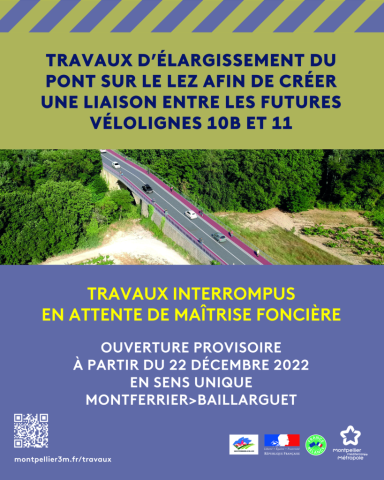 Interruption des travaux d’élargissement du pont sur le Lez à Montferrier-sur-Lez